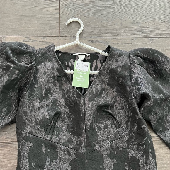 H&M Womens Black Jacquard Dress sz Large - Picture 4 of 16